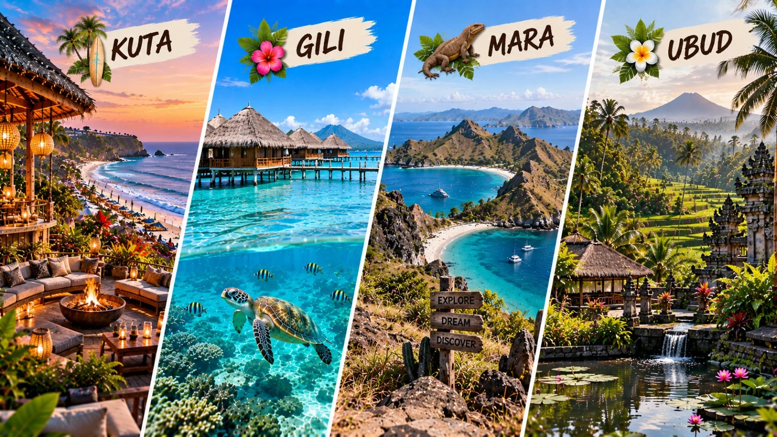 4N kuta + 2N Gili +1N Mara +3n Ubud